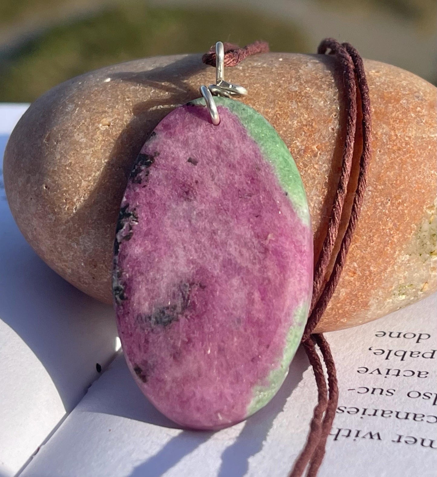 Ruby Fushsite necklace. Handmade necklace, gift for her, gift for him, unusual necklace, unique jewellery, ethical gift, ethical jewellery