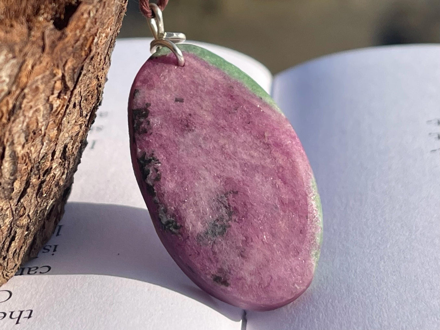 Ruby Fushsite necklace. Handmade necklace, gift for her, gift for him, unusual necklace, unique jewellery, ethical gift, ethical jewellery