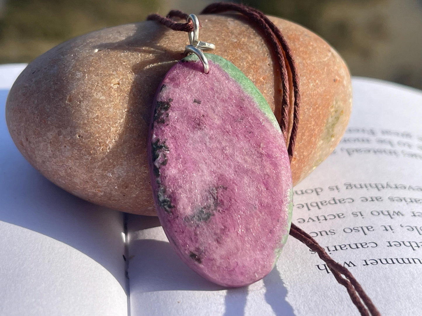 Ruby Fushsite necklace. Handmade necklace, gift for her, gift for him, unusual necklace, unique jewellery, ethical gift, ethical jewellery