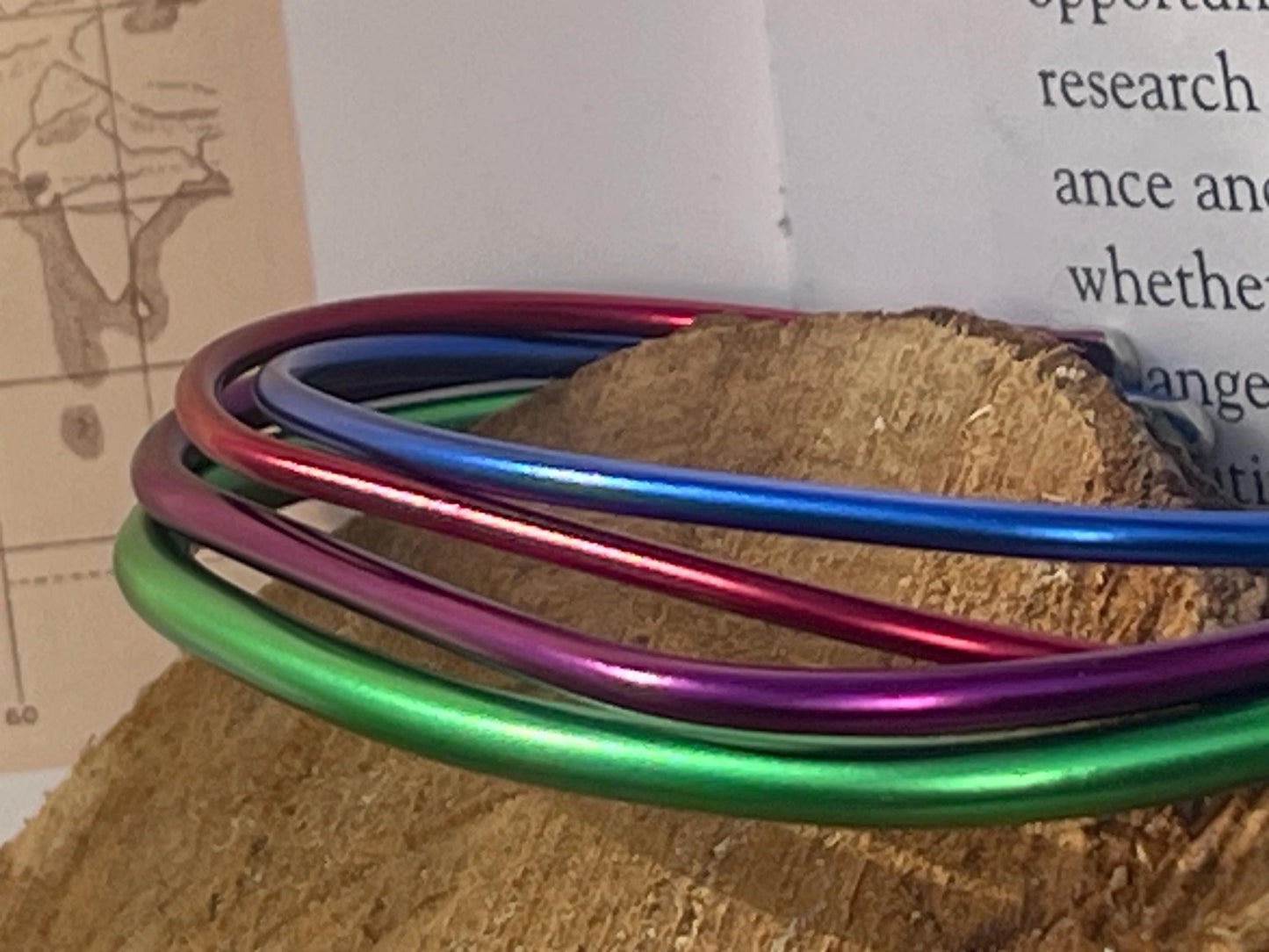 SET OF 4 Knitting needle stacker bracelets. Unusual gifts. Eco friendly bracelets. Eco friendly jewellery. Ethical handmade bracelets