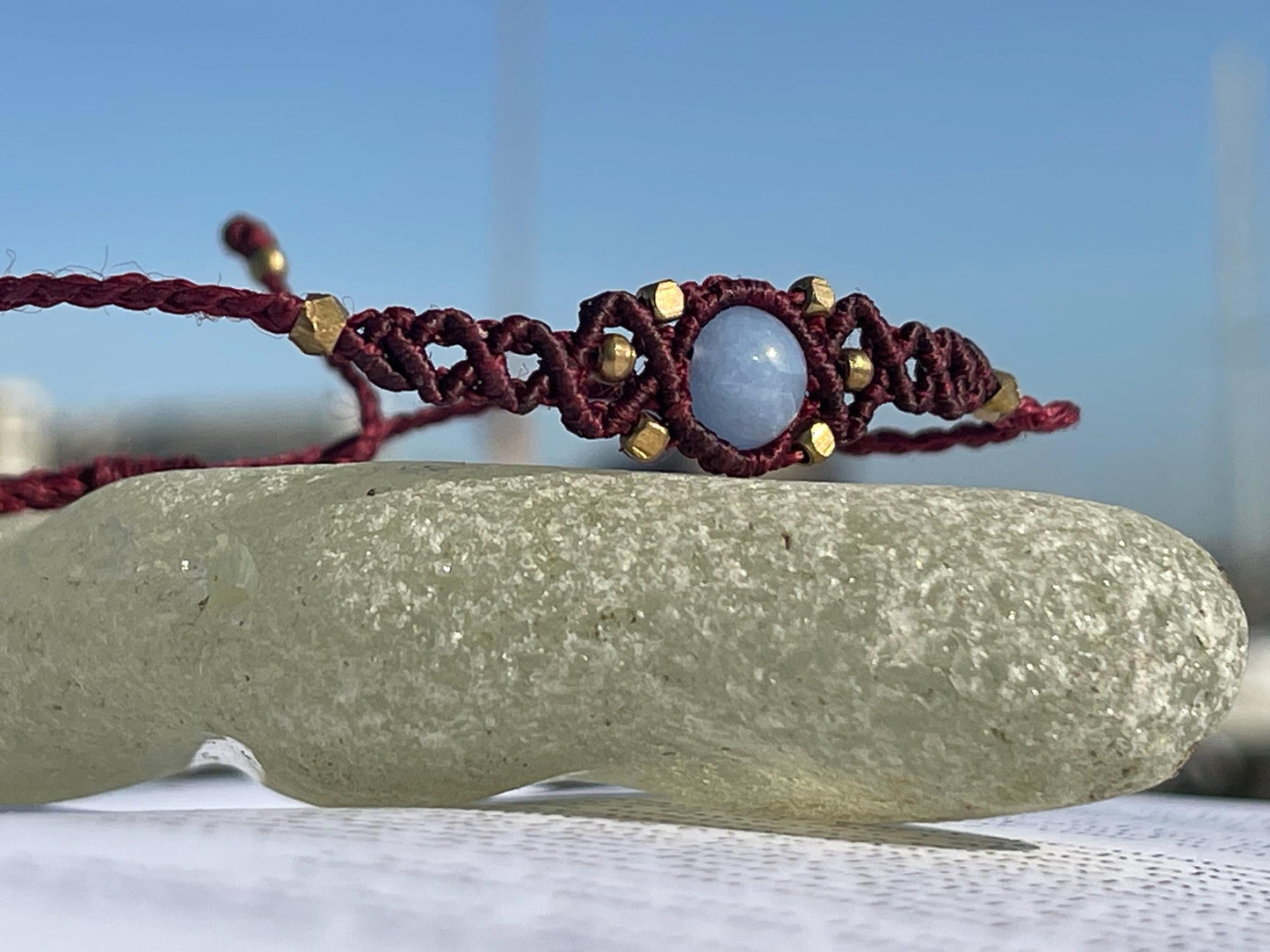 Stunning macrame wrapped agate gemstone  bracelet, ethical jewellery, unusual jewellery, macrame jewellery. Purple macrame bracelet. Boho.