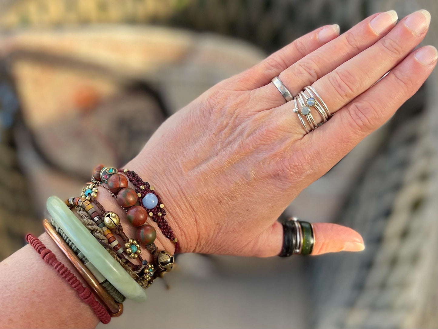 Stunning macrame wrapped agate gemstone  bracelet, ethical jewellery, unusual jewellery, macrame jewellery. Purple macrame bracelet. Boho.