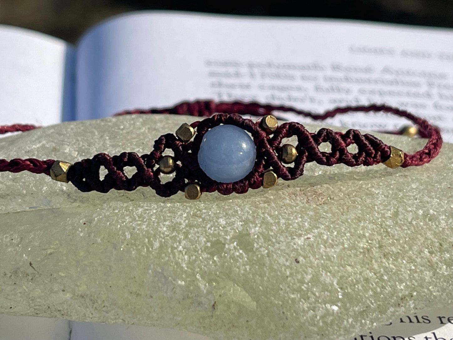 Stunning macrame wrapped agate gemstone  bracelet, ethical jewellery, unusual jewellery, macrame jewellery. Purple macrame bracelet. Boho.