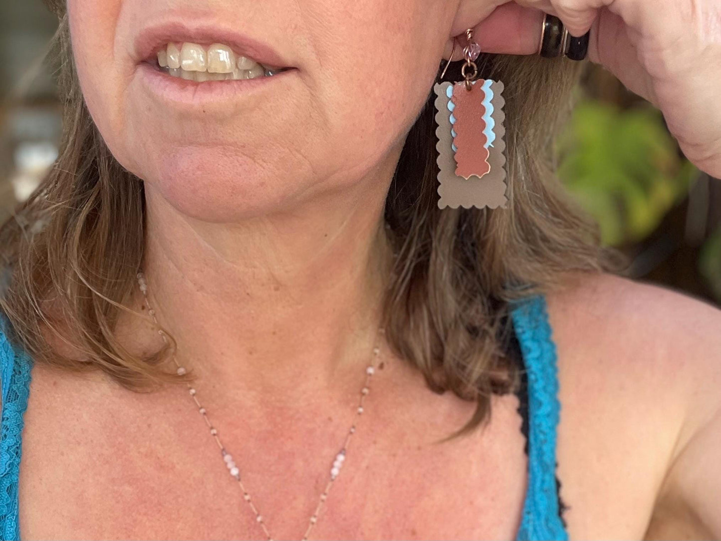 Eco friendly earrings made with sustainable cactus leather. Cruelty free, ethical, sustainable earrings. Eco friendly jewellery.