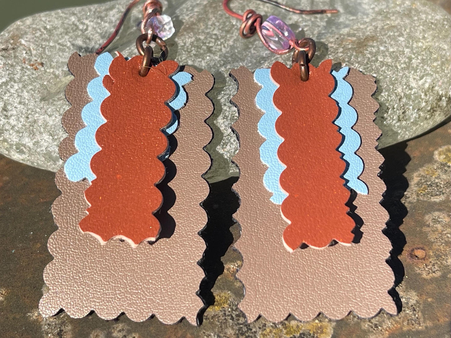 Eco friendly earrings made with sustainable cactus leather. Cruelty free, ethical, sustainable earrings. Eco friendly jewellery.