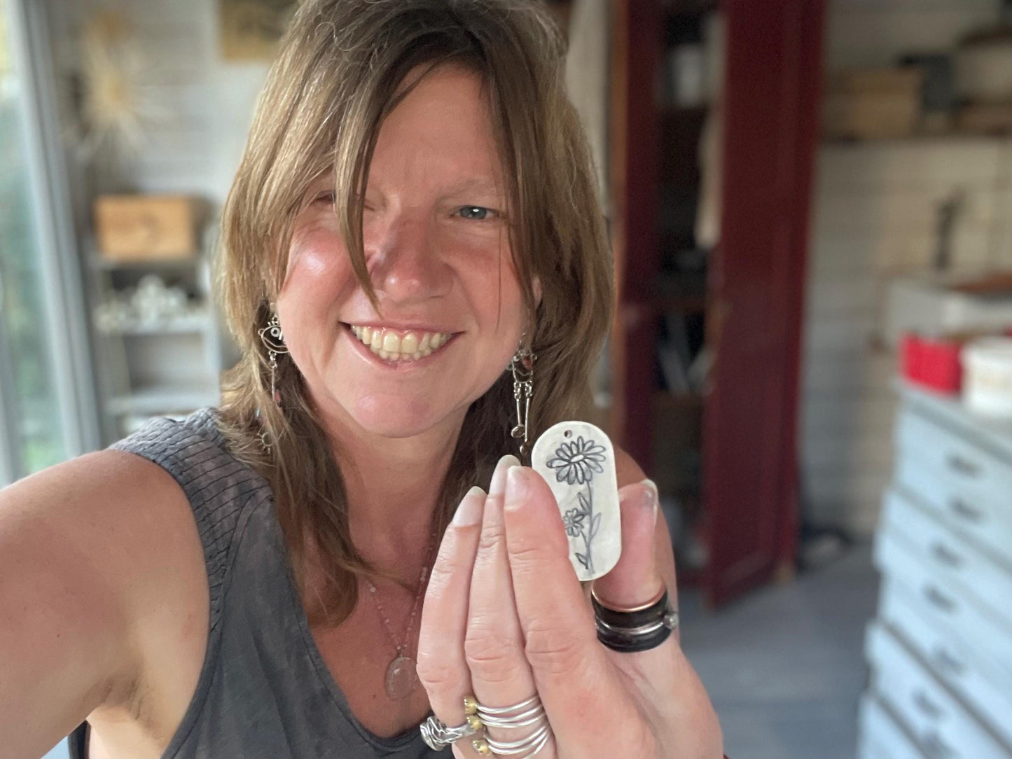 Handmade morning glory necklace. Eco friendly jewellery. Ethical pendants made with waste clay and recycled silver. Ethical jewellery.