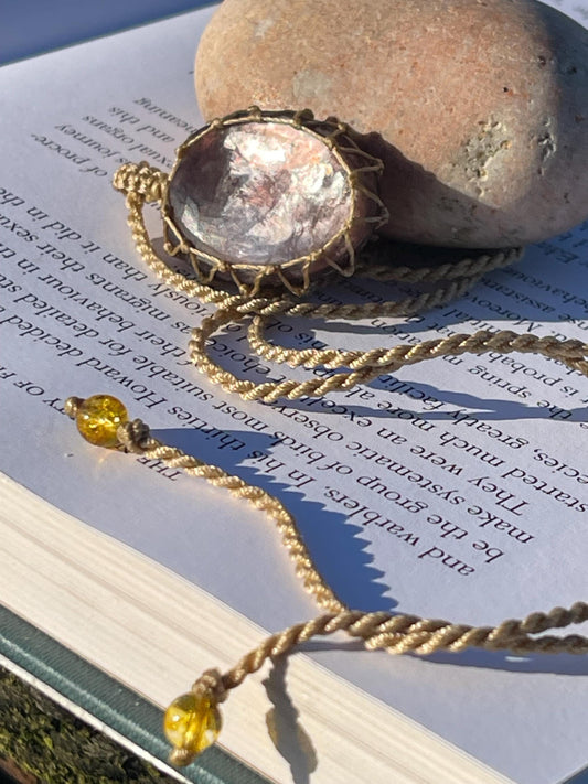 Stunning macrame labradorite necklace on an adjustable cord. Handmade gemstone necklace, boho jewellery. Macrame jewellery. Unique necklace.