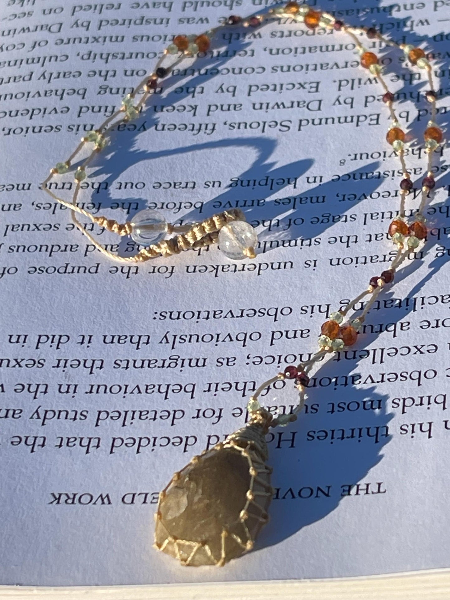 Stunning rutile quartz necklace. Beautiful macrame pendant. Handmade gemstone necklace, boho jewellery. Macrame jewellery. Unique jewellery.