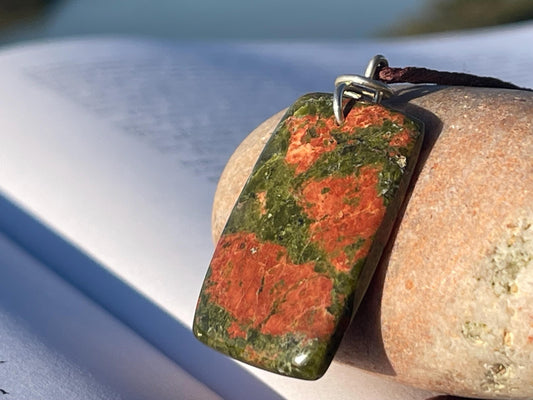 Unakite necklace, boho necklace, ethical jewellery, gift for him, handmade necklace for a man, gemstone gift for her, unique necklace.