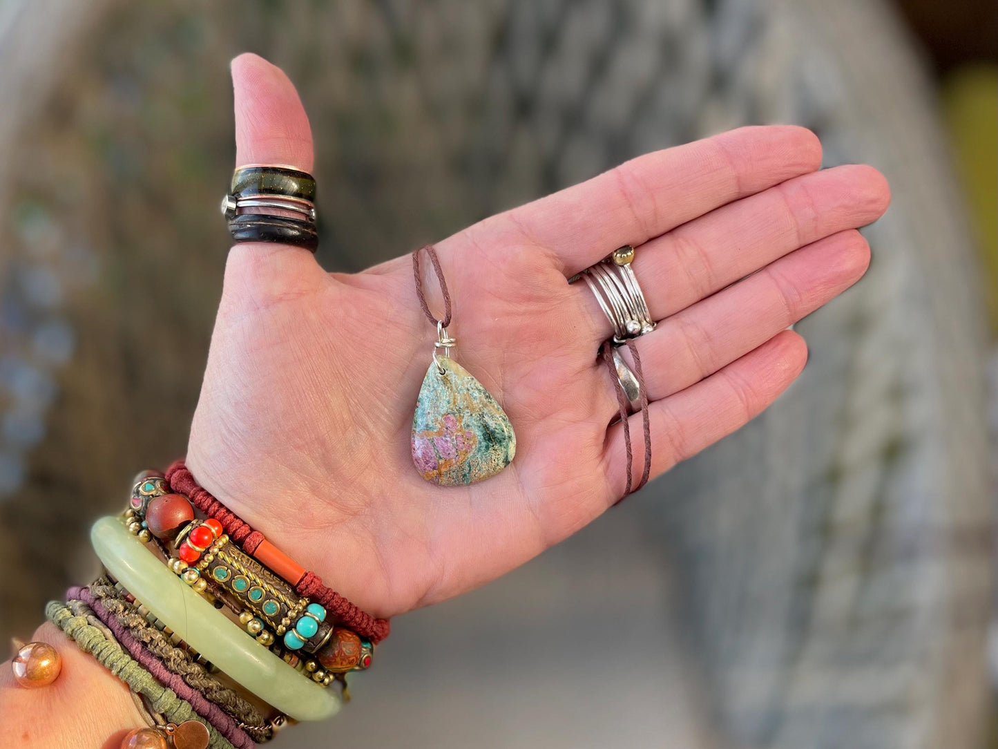 Ruby Fushsite necklace. Handmade necklace, gift for her, gift for him, unusual necklace, unique jewellery, ethical gift, ethical jewellery