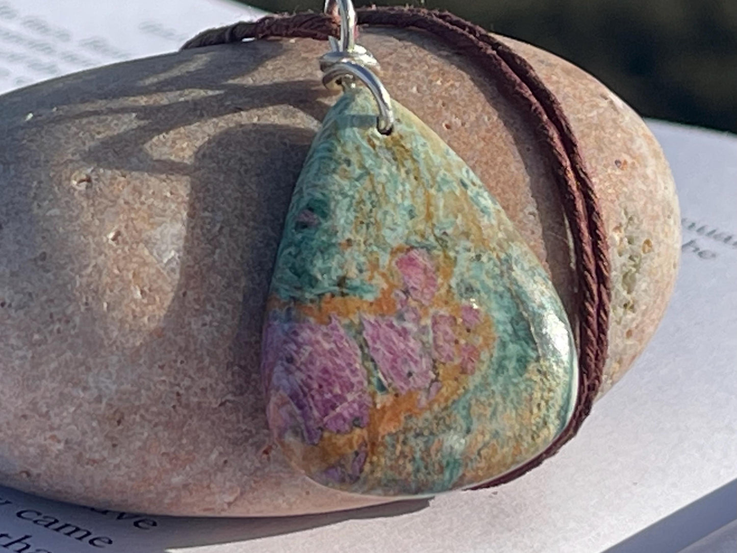 Ruby Fushsite necklace. Handmade necklace, gift for her, gift for him, unusual necklace, unique jewellery, ethical gift, ethical jewellery