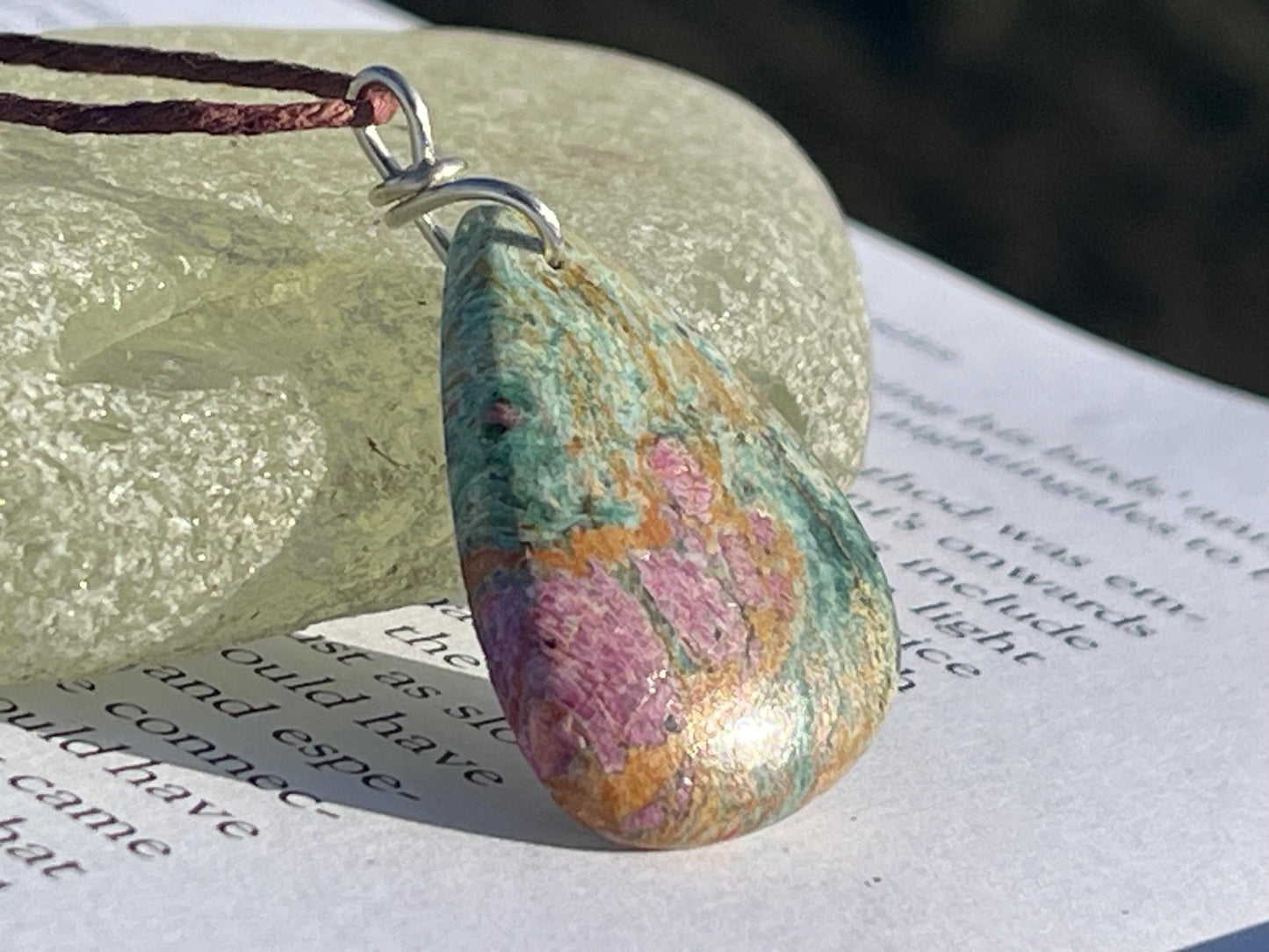 Ruby Fushsite necklace. Handmade necklace, gift for her, gift for him, unusual necklace, unique jewellery, ethical gift, ethical jewellery