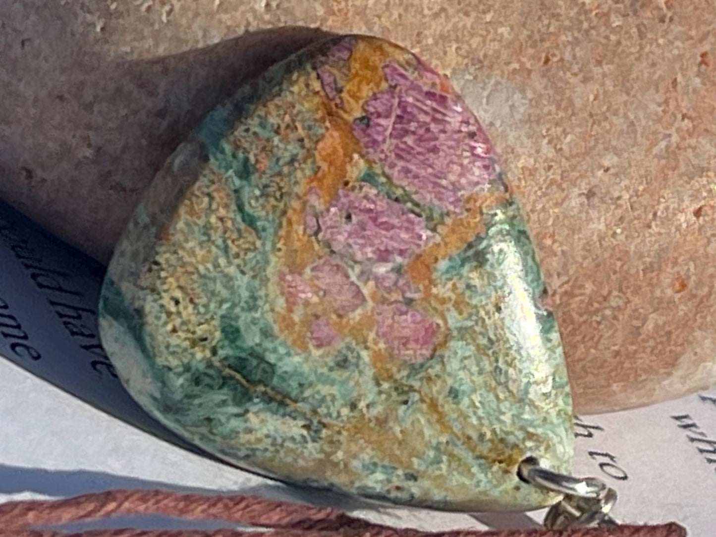 Ruby Fushsite necklace. Handmade necklace, gift for her, gift for him, unusual necklace, unique jewellery, ethical gift, ethical jewellery