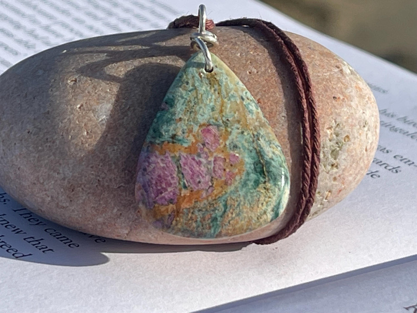 Ruby Fushsite necklace. Handmade necklace, gift for her, gift for him, unusual necklace, unique jewellery, ethical gift, ethical jewellery