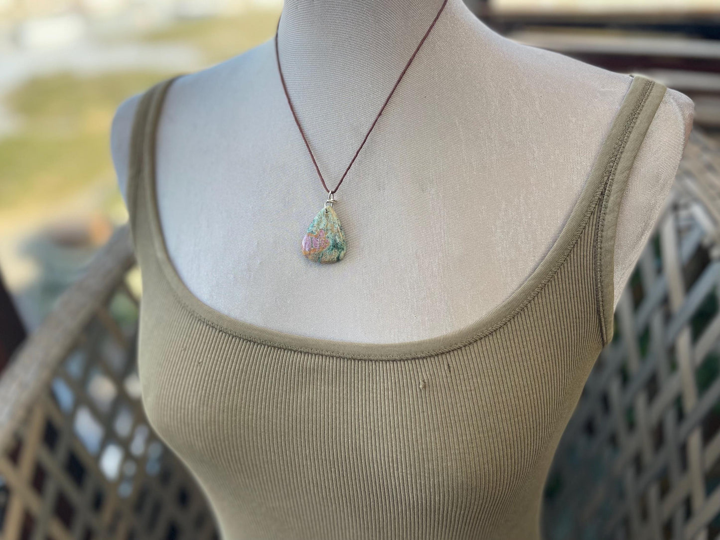 Ruby Fushsite necklace. Handmade necklace, gift for her, gift for him, unusual necklace, unique jewellery, ethical gift, ethical jewellery