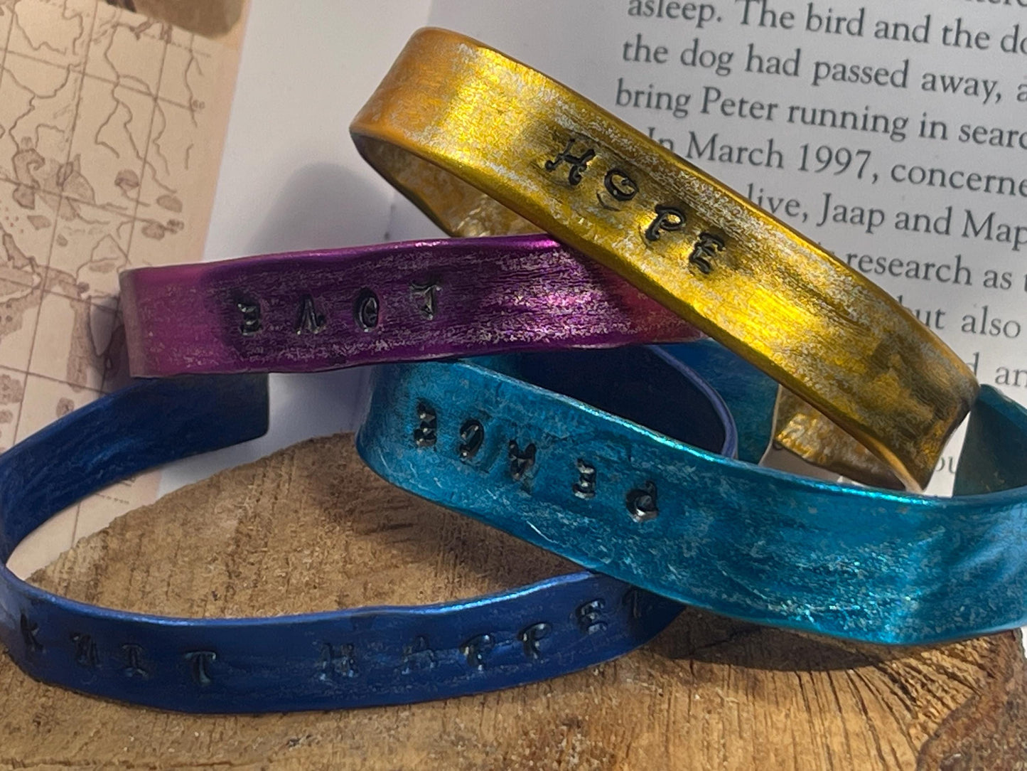 Knitting needle bracelets. Gifts for knitters. Peace bracelets, hope bracelets. Eco friendly bracelets. Eco friendly jewellery. Ethical gift