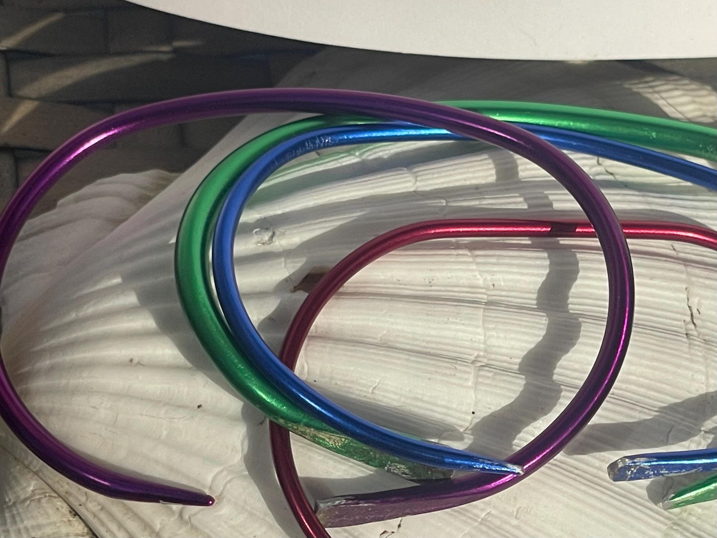 SET OF 4 Knitting needle stacker bracelets. Unusual gifts. Eco friendly bracelets. Eco friendly jewellery. Ethical handmade bracelets