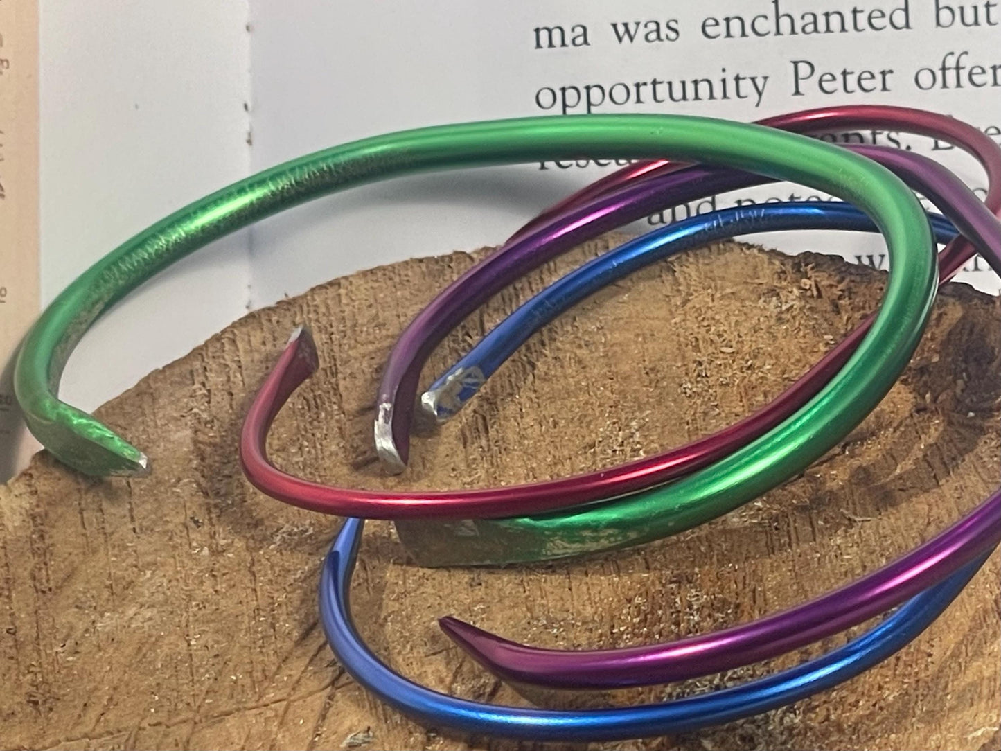 SET OF 4 Knitting needle stacker bracelets. Unusual gifts. Eco friendly bracelets. Eco friendly jewellery. Ethical handmade bracelets