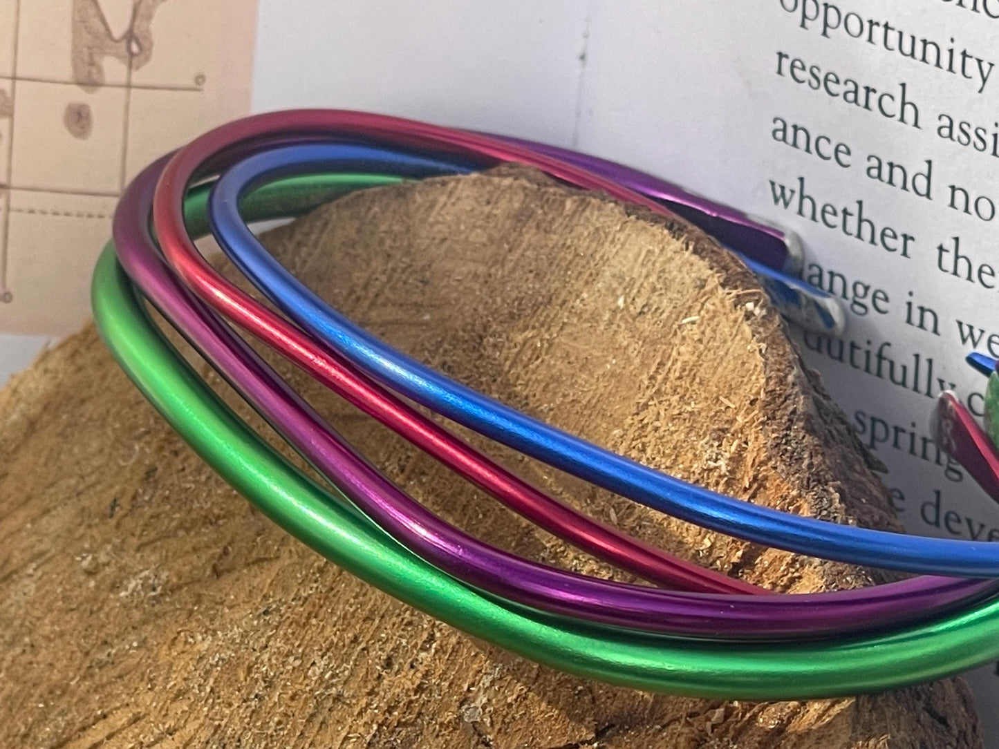 SET OF 4 Knitting needle stacker bracelets. Unusual gifts. Eco friendly bracelets. Eco friendly jewellery. Ethical handmade bracelets