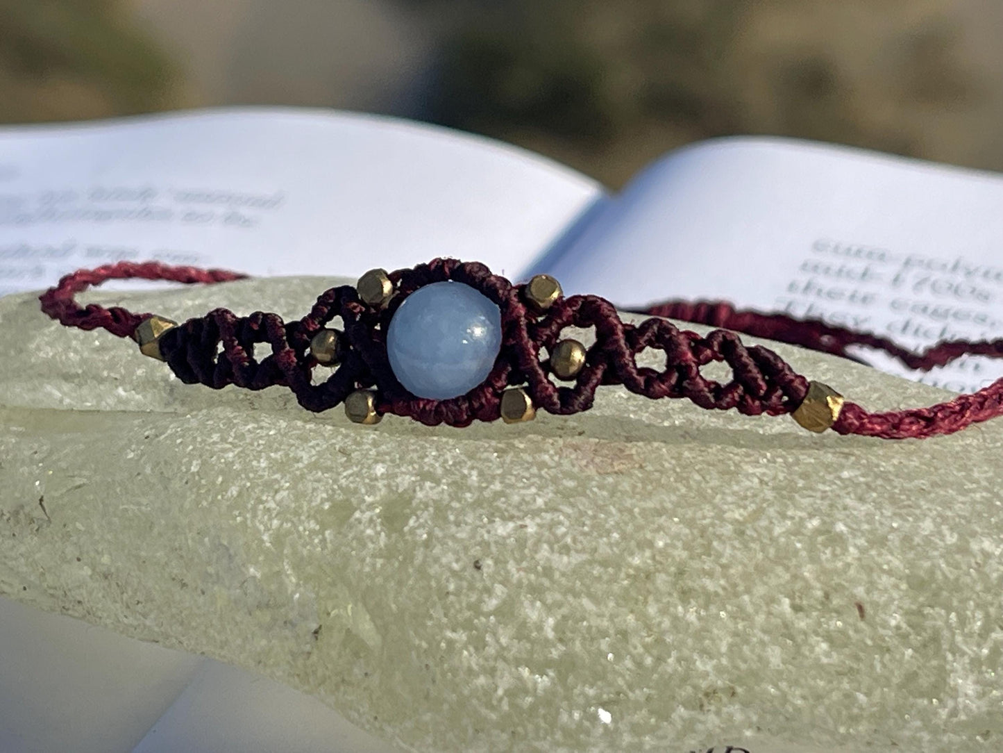 Stunning macrame wrapped agate gemstone  bracelet, ethical jewellery, unusual jewellery, macrame jewellery. Purple macrame bracelet. Boho.