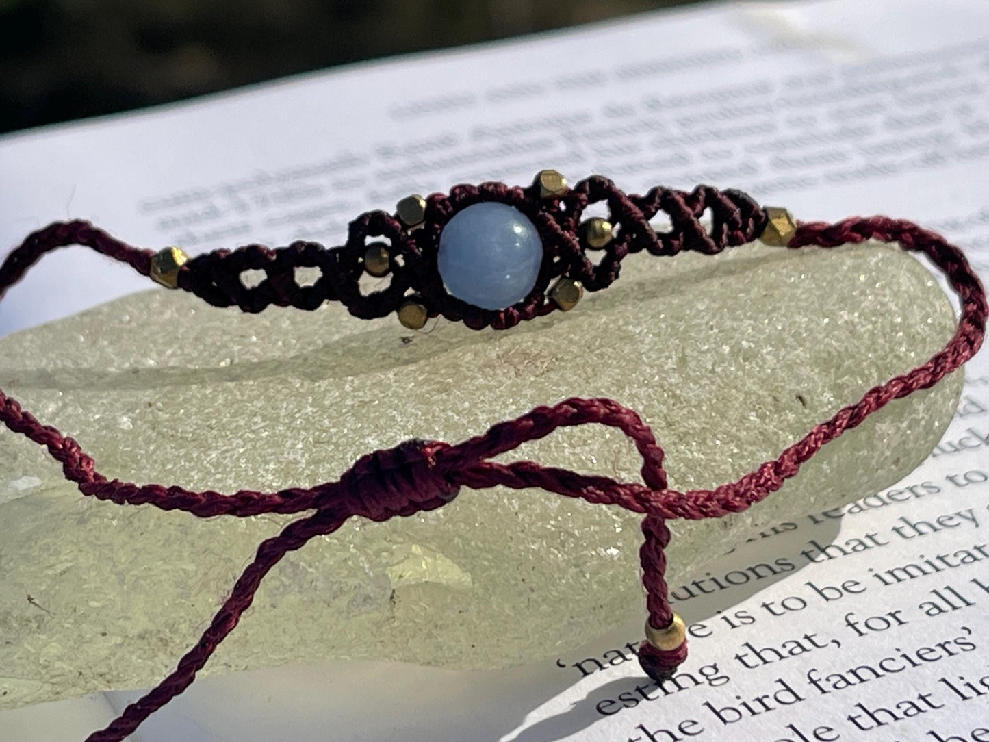 Stunning macrame wrapped agate gemstone  bracelet, ethical jewellery, unusual jewellery, macrame jewellery. Purple macrame bracelet. Boho.