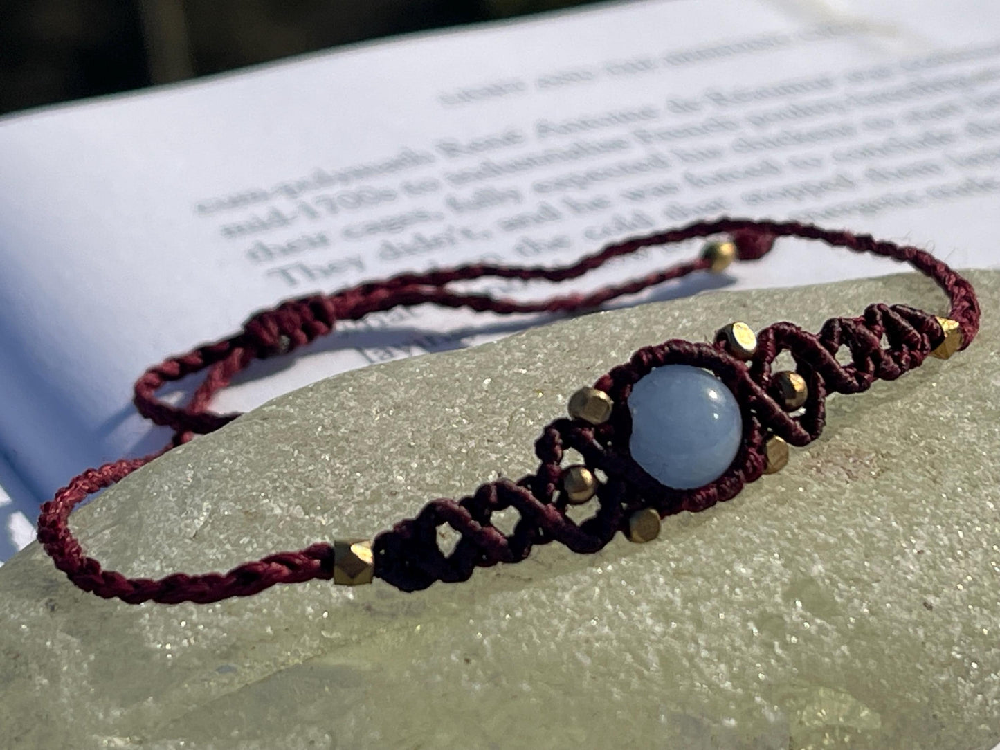 Stunning macrame wrapped agate gemstone  bracelet, ethical jewellery, unusual jewellery, macrame jewellery. Purple macrame bracelet. Boho.