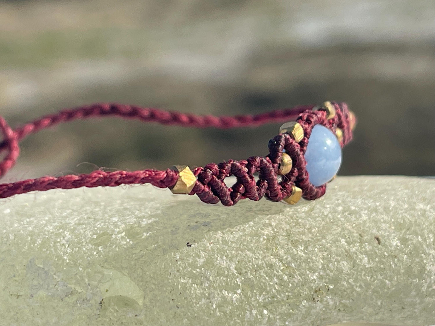 Stunning macrame wrapped agate gemstone  bracelet, ethical jewellery, unusual jewellery, macrame jewellery. Purple macrame bracelet. Boho.