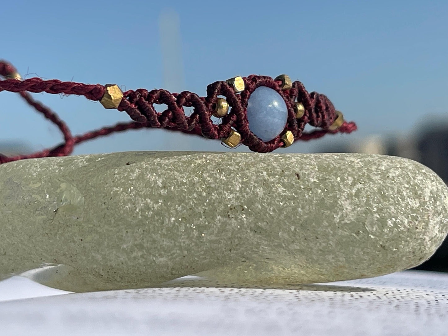 Stunning macrame wrapped agate gemstone  bracelet, ethical jewellery, unusual jewellery, macrame jewellery. Purple macrame bracelet. Boho.