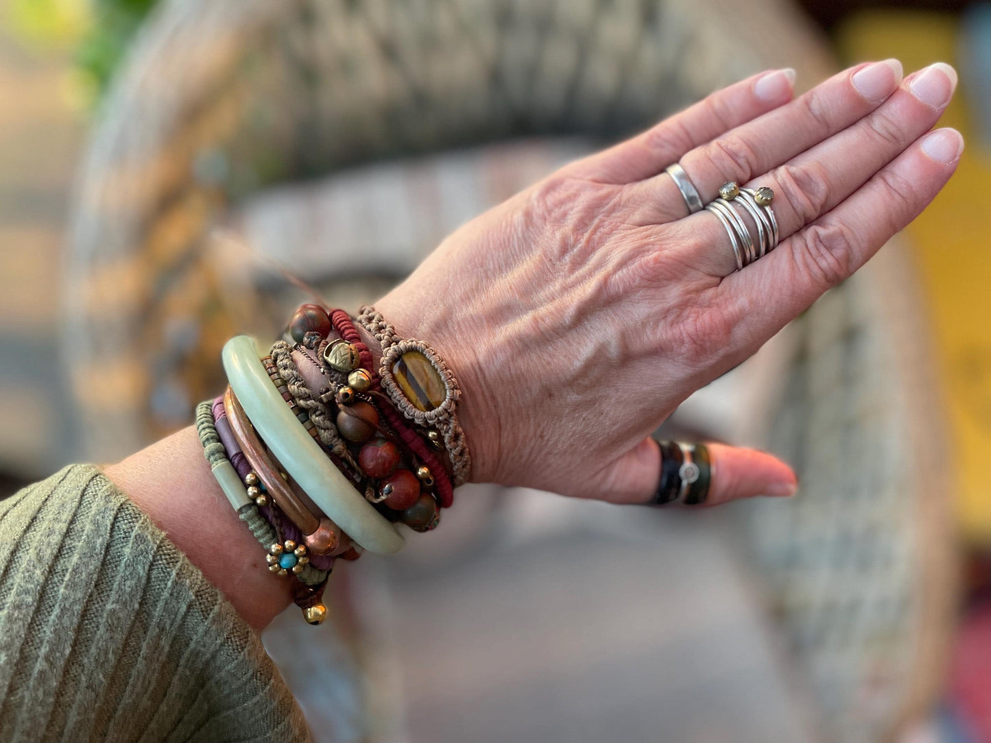 Stunning macrame wrapped tigers eye bracelet, ethical jewellery, unusual jewellery, macrame jewellery. Brown macrame bracelet. Boho.