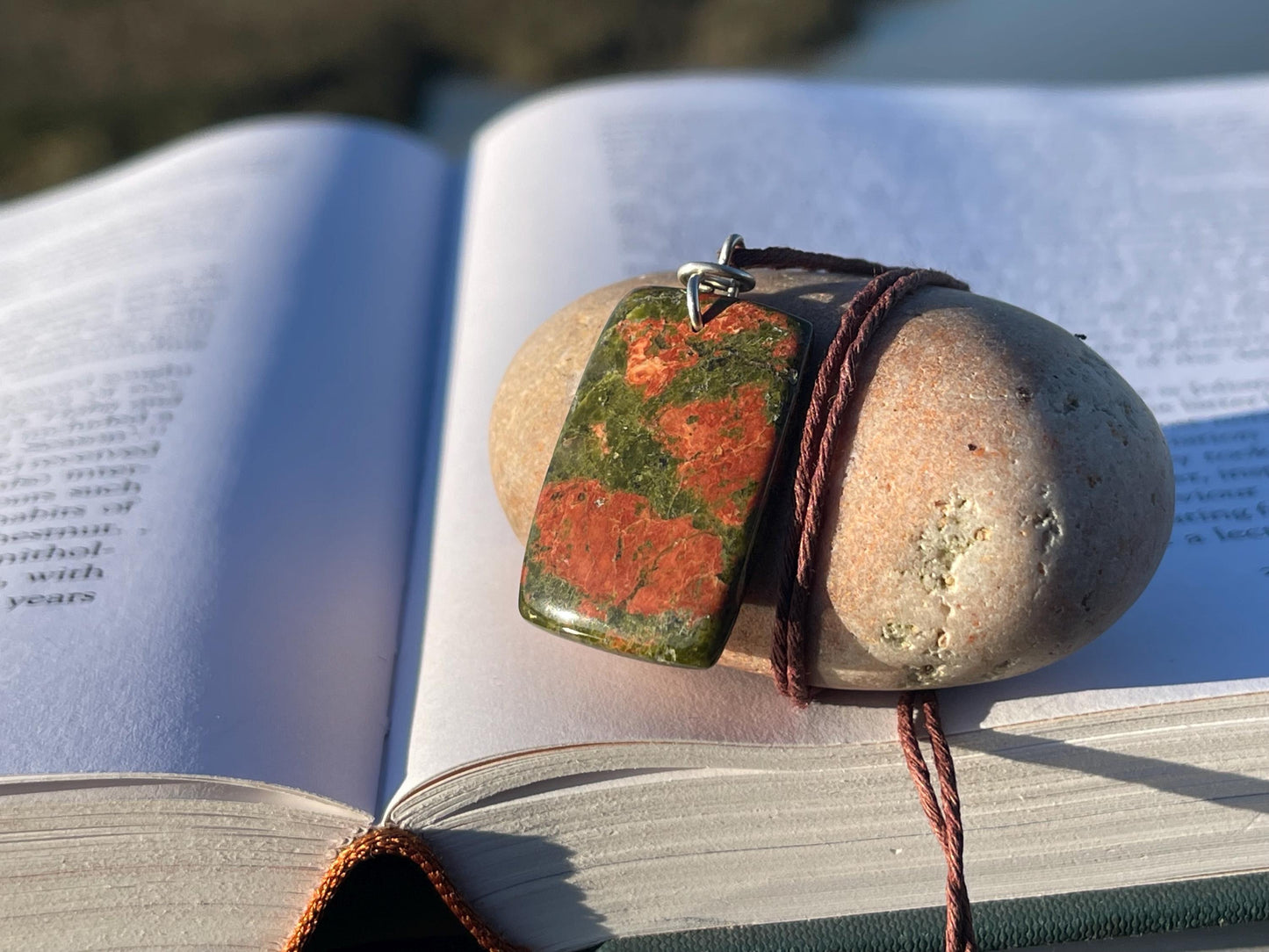 Unakite necklace, boho necklace, ethical jewellery, gift for him, handmade necklace for a man, gemstone gift for her, unique necklace.