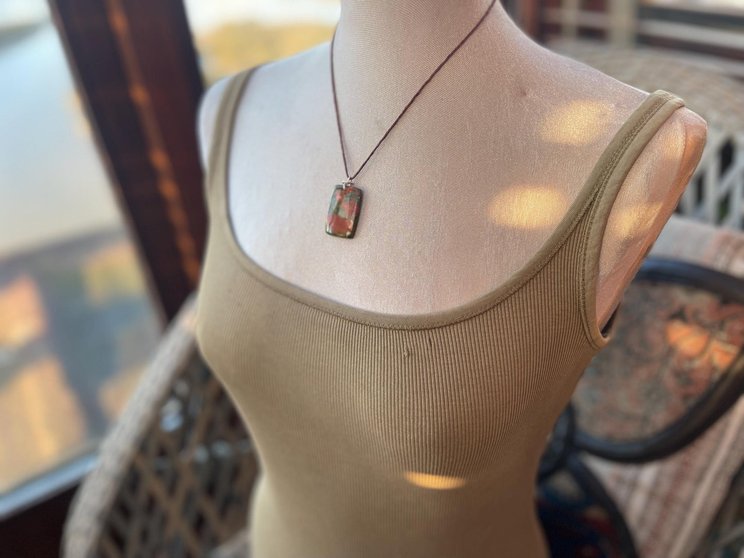 Unakite necklace, boho necklace, ethical jewellery, gift for him, handmade necklace for a man, gemstone gift for her, unique necklace.