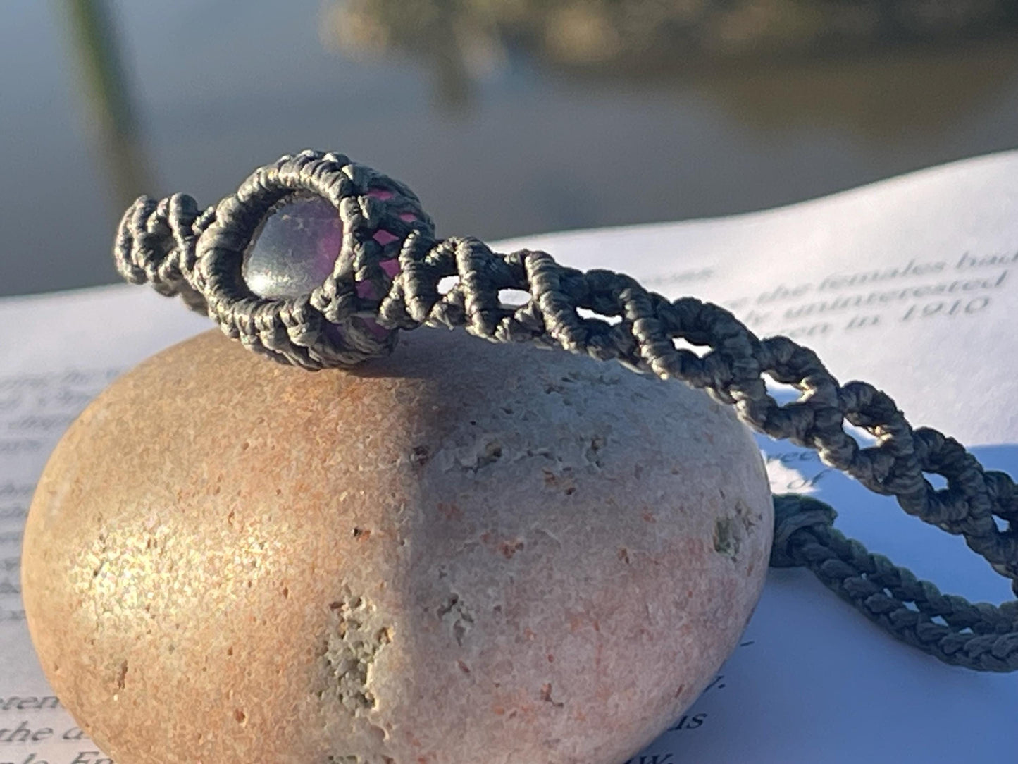 Stunning macrame wrapped amethyst bracelet, ethical jewellery, unusual jewellery, macrame jewellery. Purple gemstone macrame bracelet. Boho.