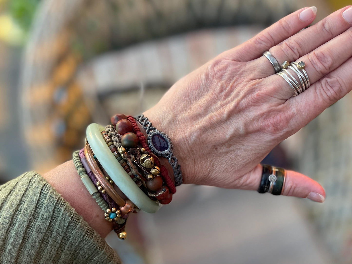 Stunning macrame wrapped amethyst bracelet, ethical jewellery, unusual jewellery, macrame jewellery. Purple gemstone macrame bracelet. Boho.