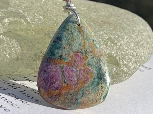 Ruby Fushsite necklace. Handmade necklace, gift for her, gift for him, unusual necklace, unique jewellery, ethical gift, ethical jewellery