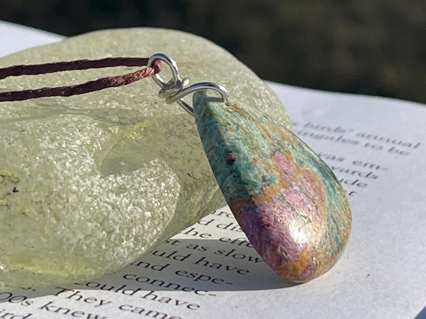 Ruby Fushsite necklace. Handmade necklace, gift for her, gift for him, unusual necklace, unique jewellery, ethical gift, ethical jewellery