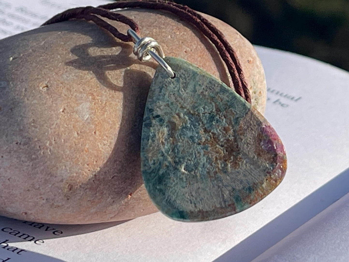 Ruby Fushsite necklace. Handmade necklace, gift for her, gift for him, unusual necklace, unique jewellery, ethical gift, ethical jewellery