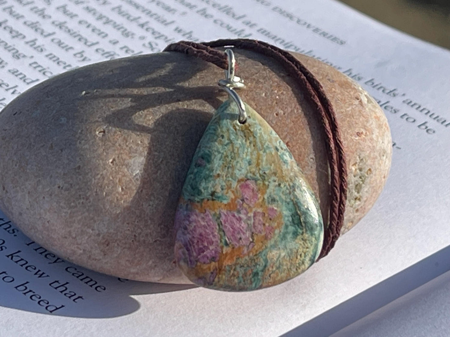 Ruby Fushsite necklace. Handmade necklace, gift for her, gift for him, unusual necklace, unique jewellery, ethical gift, ethical jewellery