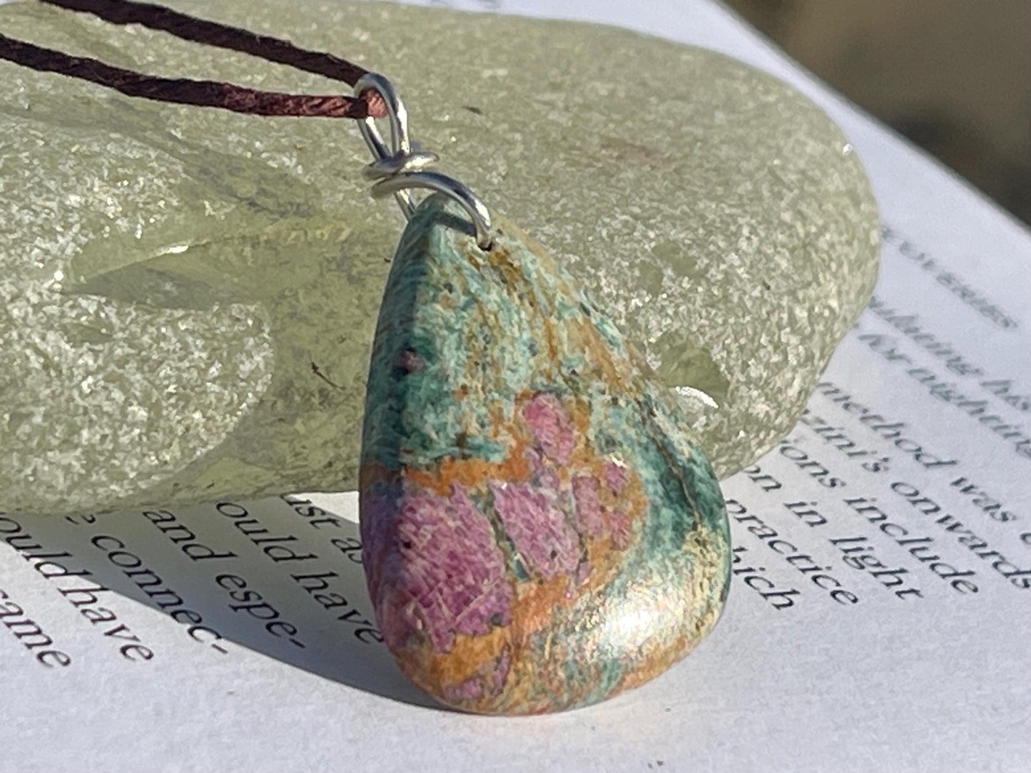 Ruby Fushsite necklace. Handmade necklace, gift for her, gift for him, unusual necklace, unique jewellery, ethical gift, ethical jewellery