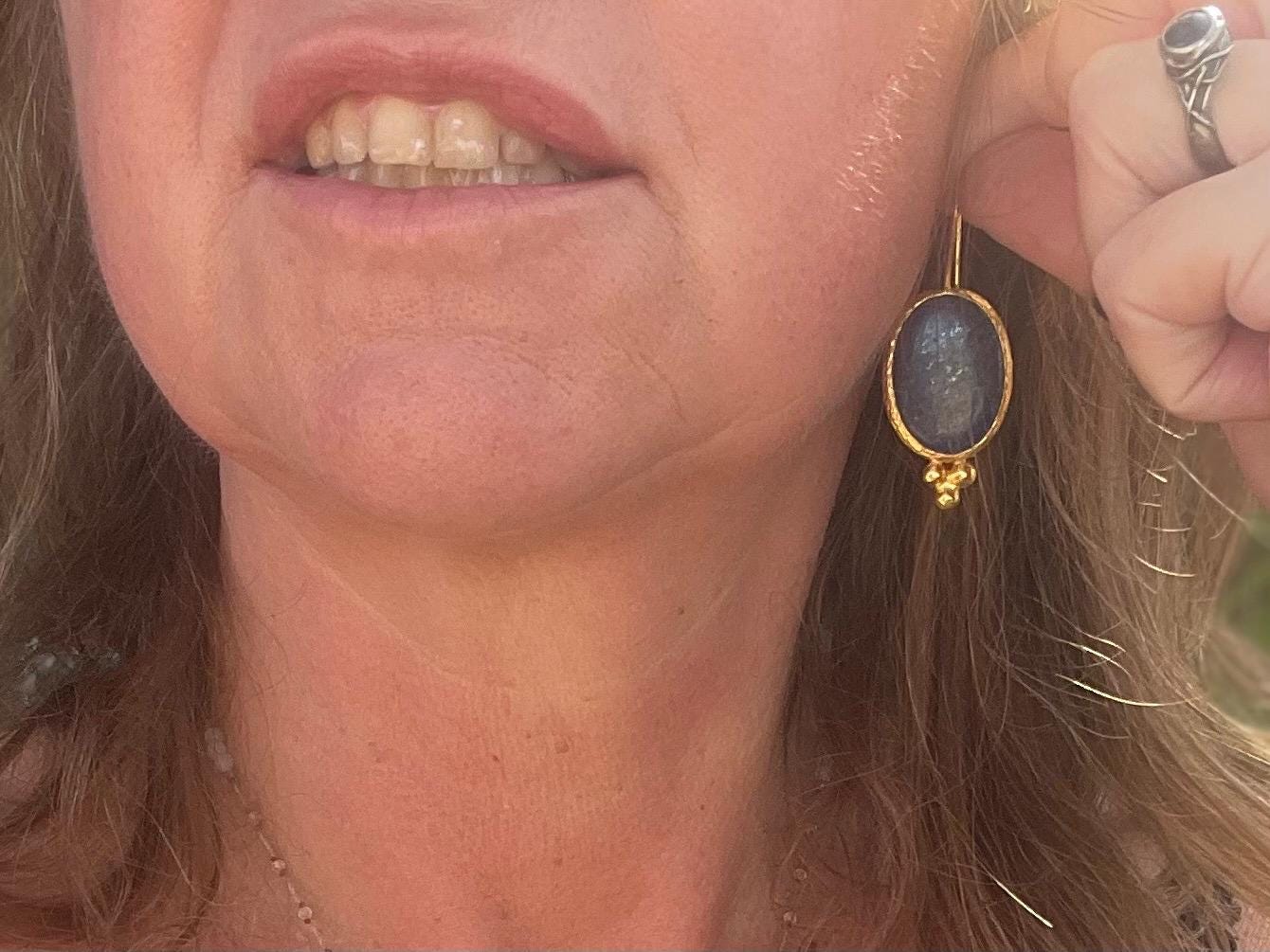 Vintage earrings, eco friendly earrings, ethical jewellery, lapis earrings, lapis jewellery. Retro earrings, boho earrings, gift for her