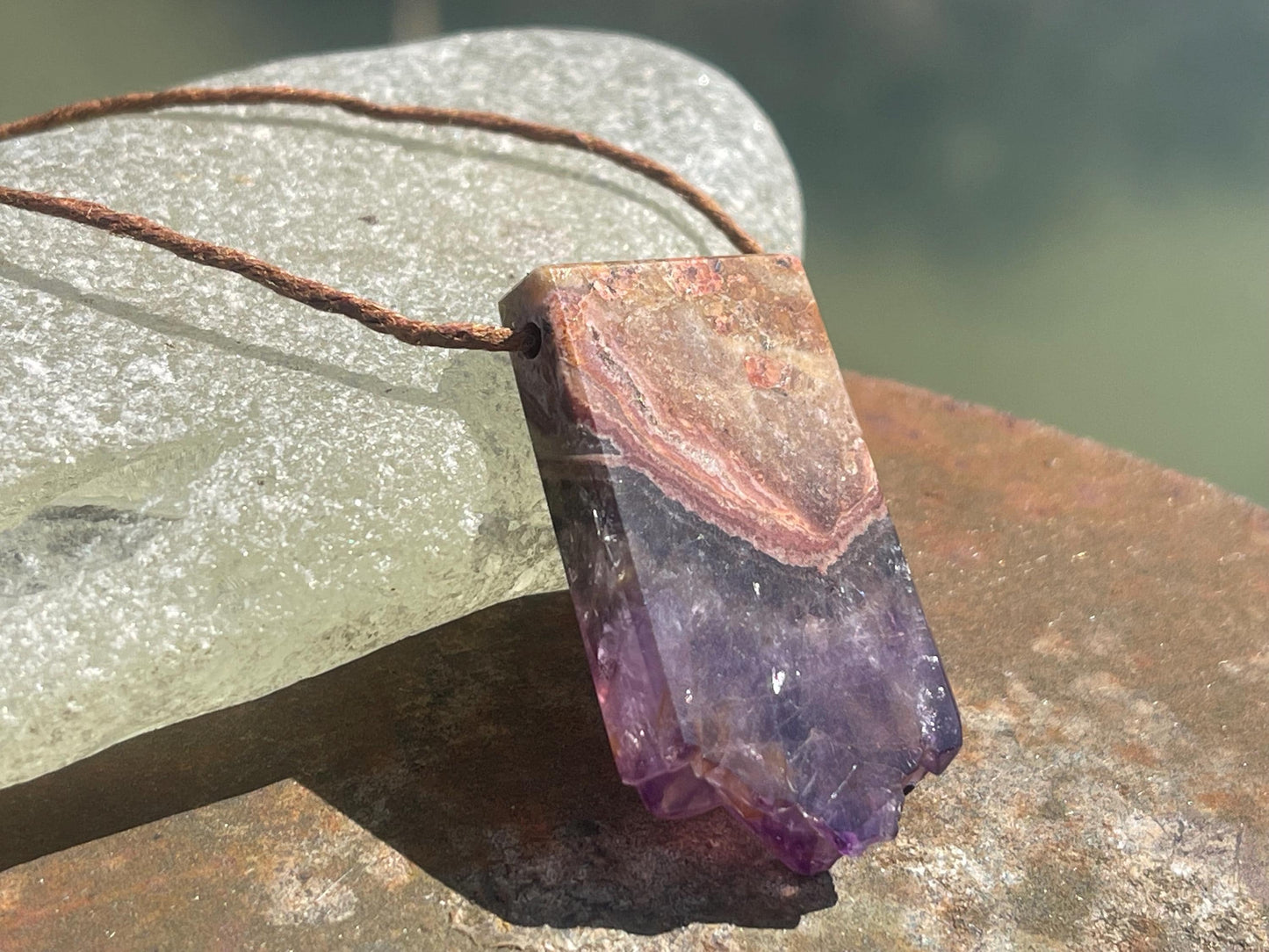 Amethyst pendant, amethyst necklace, amethyst jewellery, gift for him, boho handmade necklace,  romantic gift for her, ethical jewellery