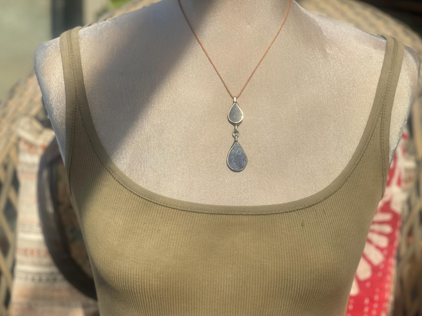 Gypsy jewellery, lapis teardrop necklace, lapis necklace, vintage jewellery, ethical jewellery, unusual lapis pendant. Eco friendly necklace