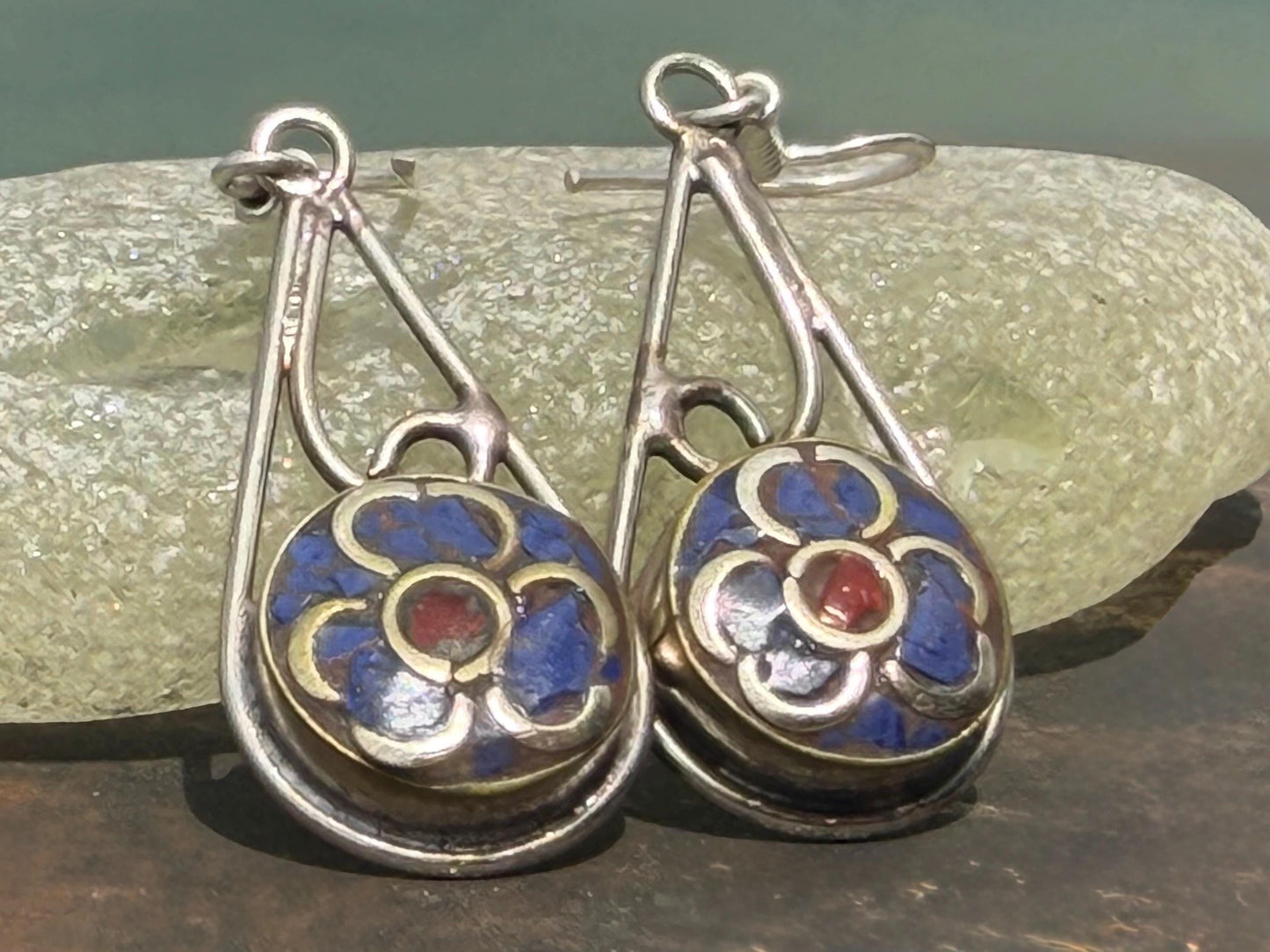 Forget me not earrings, flower earrings, boho gift for her, remembrance gift, boho earrings, gardeners gift, boho earrings. Floral earrings