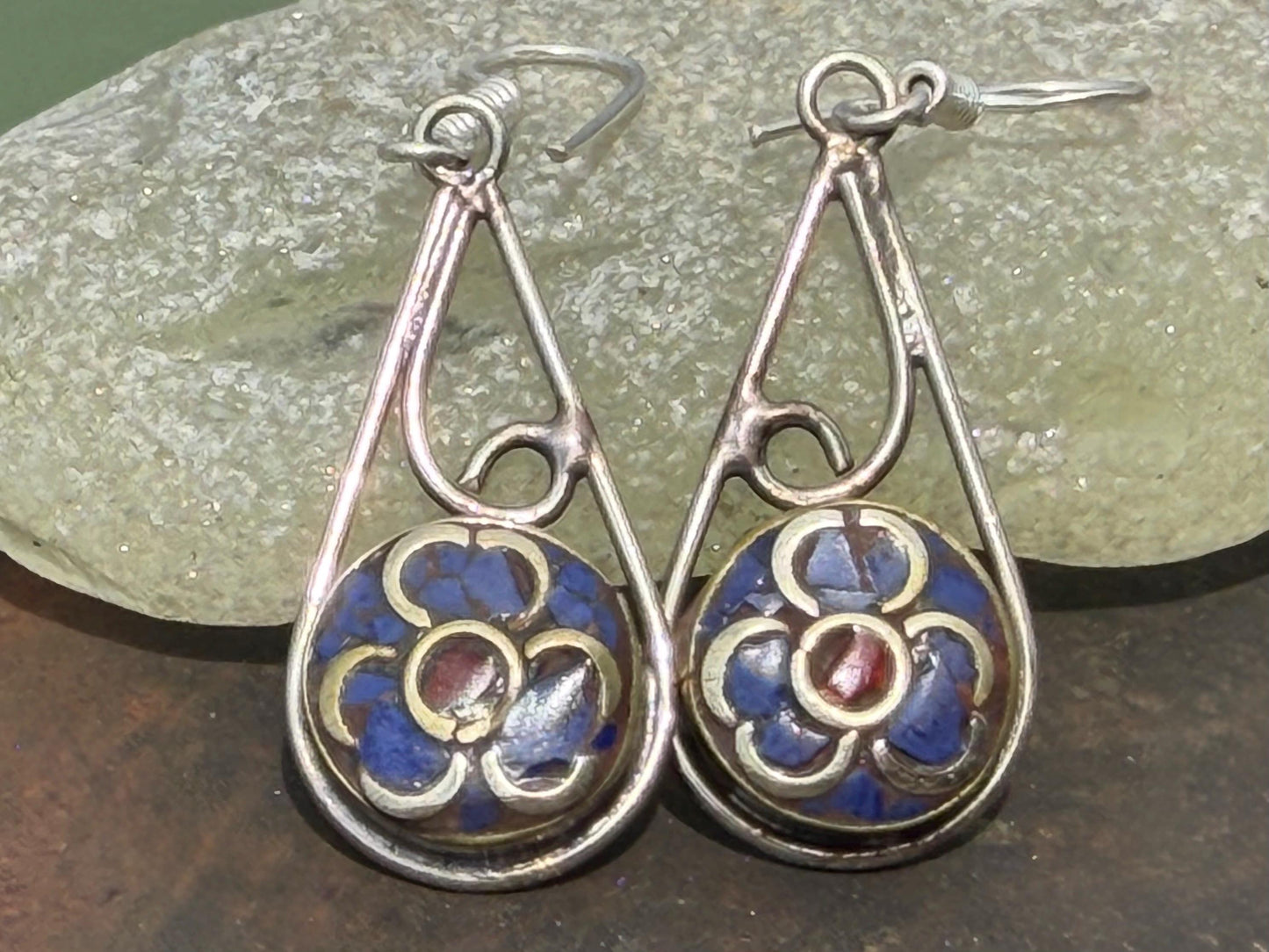 Forget me not earrings, flower earrings, boho gift for her, remembrance gift, boho earrings, gardeners gift, boho earrings. Floral earrings