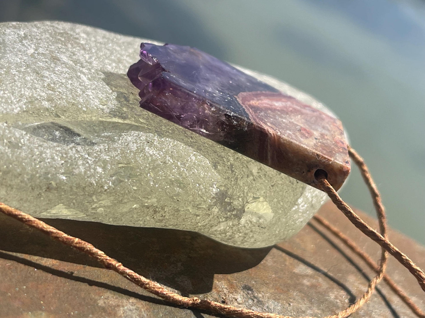 Amethyst pendant, amethyst necklace, amethyst jewellery, gift for him, boho handmade necklace,  romantic gift for her, ethical jewellery