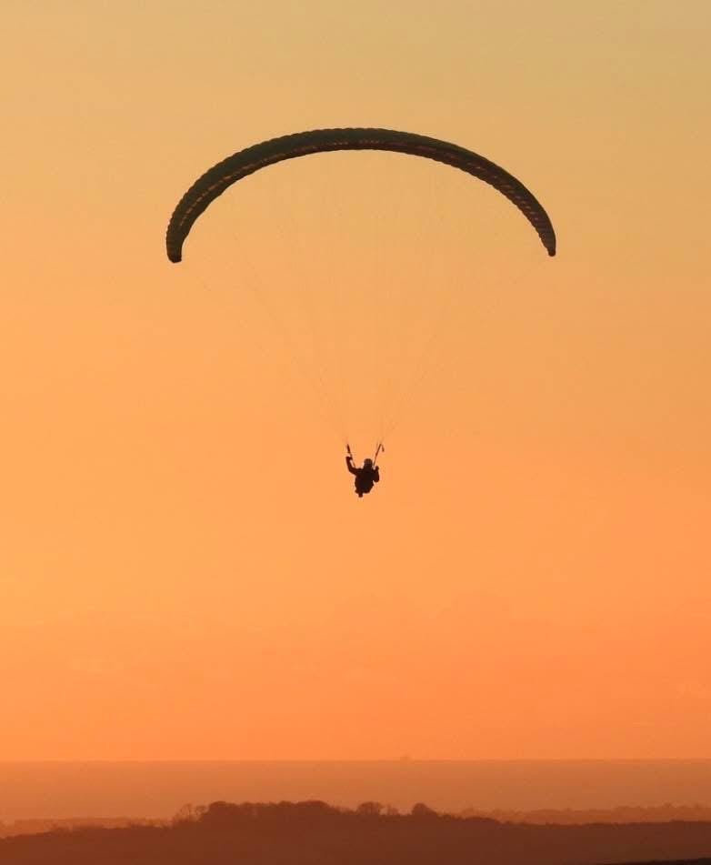 Sunset paragliding photo card. Handmade card, recycled card, birthday card, eco friendly cards, eco card, recycled card. Gift for paraglider