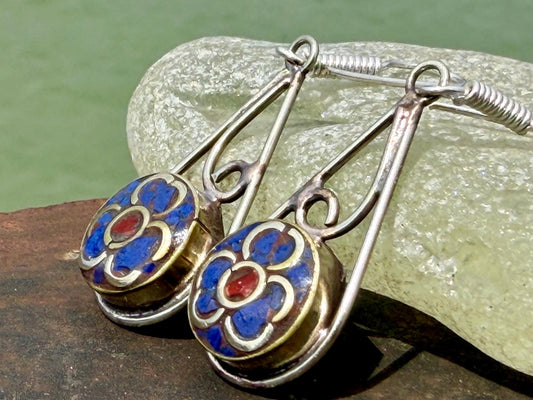Forget me not earrings, flower earrings, boho gift for her, remembrance gift, boho earrings, gardeners gift, boho earrings. Floral earrings