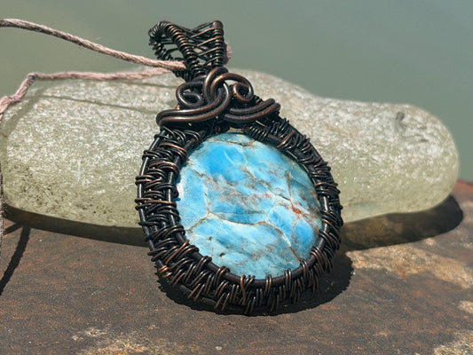 Apatite necklace, Apatite pendant, blue necklace. Handmade necklace, boho jewellery, boho jewelry, ethical jewellery, sustainable fashion