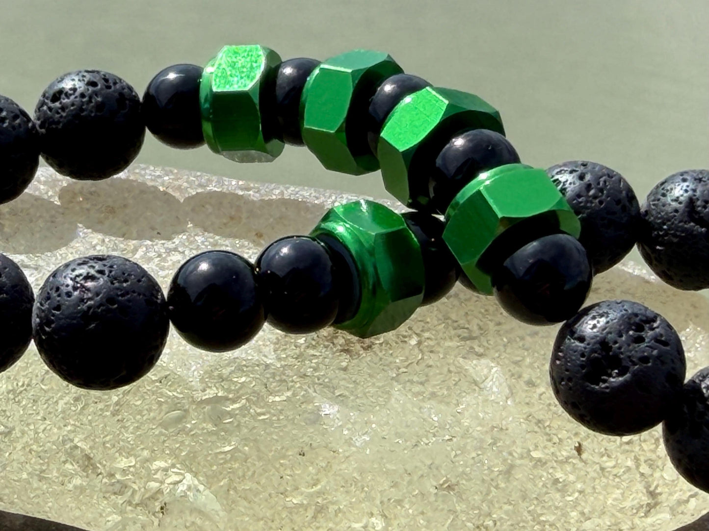 Nuts NO Bolts bracelet. Novelty gift for him. Bracelet for a man. Black bracelet made from nuts, lava and onyx. Gifts for men. Male bracelet