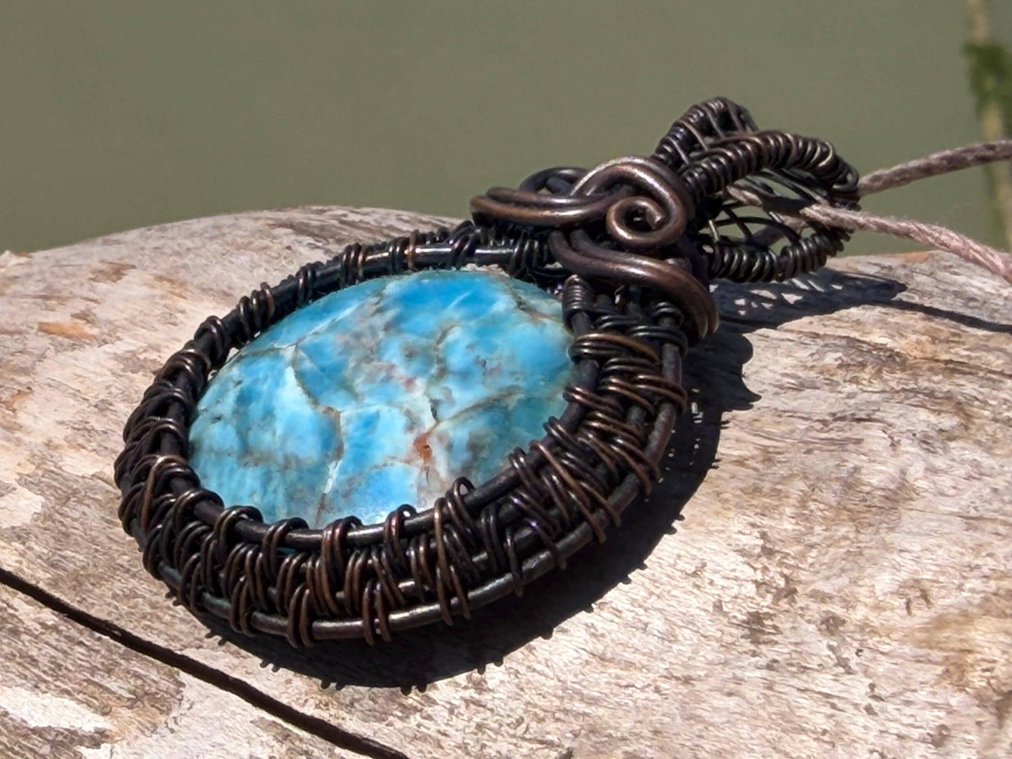 Apatite necklace, Apatite pendant, blue necklace. Handmade necklace, boho jewellery, boho jewelry, ethical jewellery, sustainable fashion