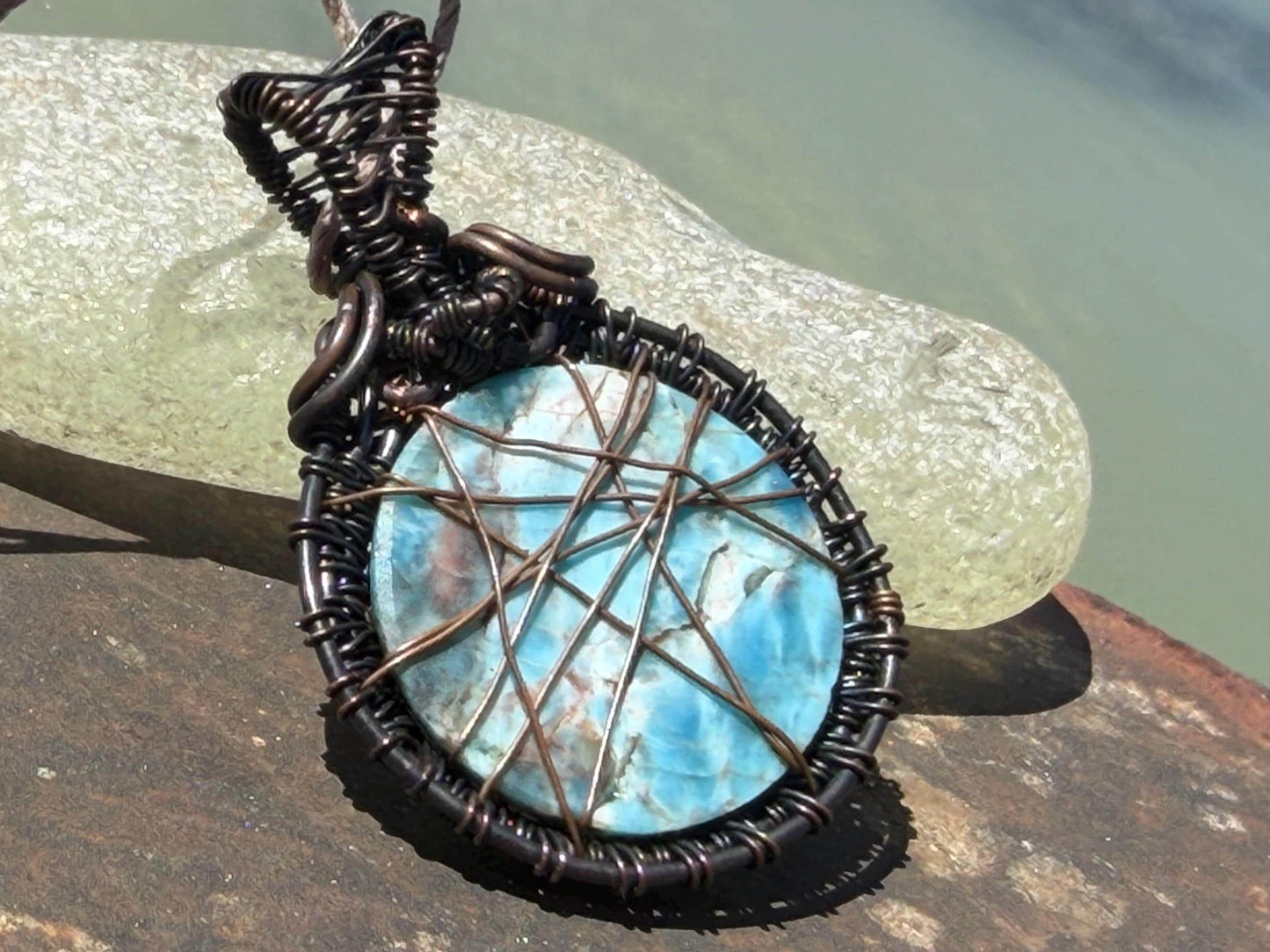 Apatite necklace, Apatite pendant, blue necklace. Handmade necklace, boho jewellery, boho jewelry, ethical jewellery, sustainable fashion